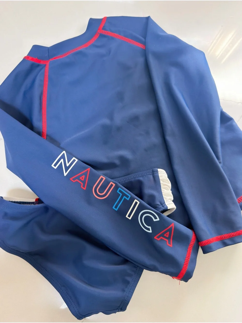 Nautica Girls' Two-piece Rashguard Swimsuit Set